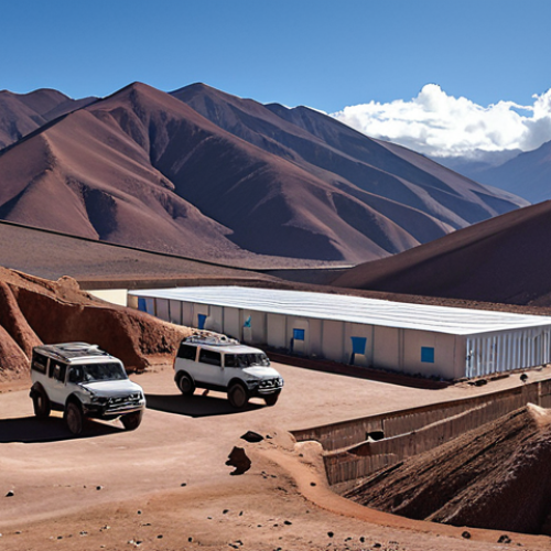 **

Bolivian Andes landscape with a modern lithium extraction facility in the foreground. Include elements of both traditional indigenous life (e.g., a llama herder) and futuristic technology (e.g., electric vehicles). Emphasize the contrast between the natural beauty of the region and the potential for economic development. Consider a cinematic, dramatic lighting.

**