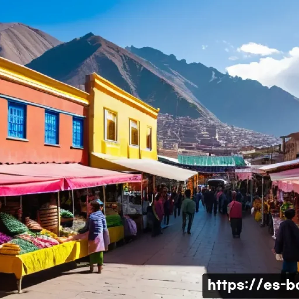 볼리비아에서 경험할 수 있는 특이한 문화 - A vibrant traditional Bolivian market scene at Mercado Rodr&iacute;guez in La Paz, bustling with colorful s...