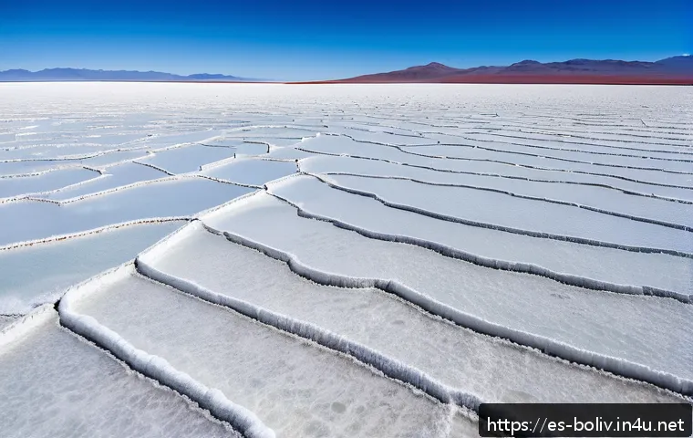 볼리비아의 미스터리한 장소 - A vast, endless white salt flat under a clear blue sky at Salar de Coipasa, Bolivia. The salt crust ...